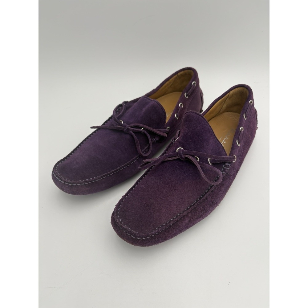 MONZA Men's Purple Leather Suede Driving Car‎ Shoe 42.5/9.5